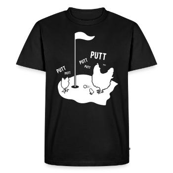 Putting chickens on the golf course - Men's Premium Organic T-Shirt - black - Front - Nico (187cm)