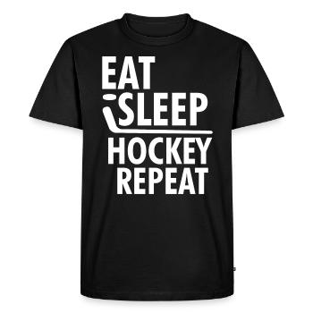 Mangez le sommeil t-shirt Répétez le hockey T-shirt joueurs de hockey - T-shirt Premium bio Homme - noir - Devant - Nico (187cm)