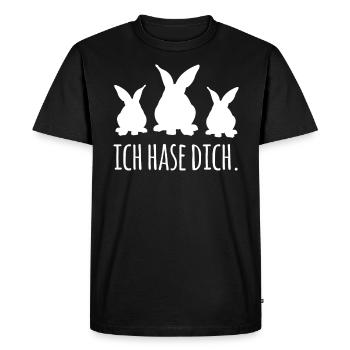 Ich Hase dich Hasen Spruch - Männer Premium Bio T-Shirt - Schwarz - Vorne - Nico (187cm)