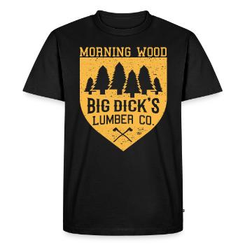Morning Wood Big Dick’s bûcheron humour - T-shirt Premium bio Homme - noir - Devant - Nico (187cm)