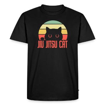 Jiujitsu cat retro arts martiaux Jiu Jitsu combat - T-shirt Premium bio Homme - noir - Devant - Nico (187cm)