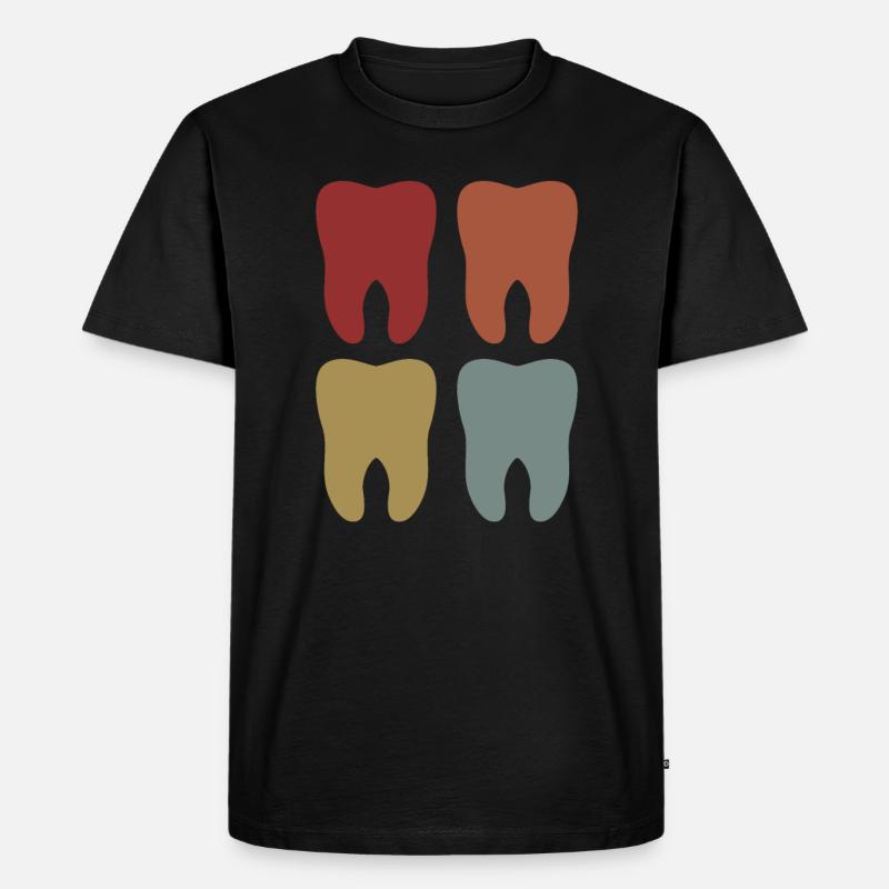 Zähne Retro - Männer Premium Bio T-Shirt - Schwarz
