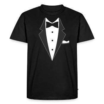 faux costume noeud papillon - T-shirt Premium bio Homme - noir - Devant - Nico (187cm)