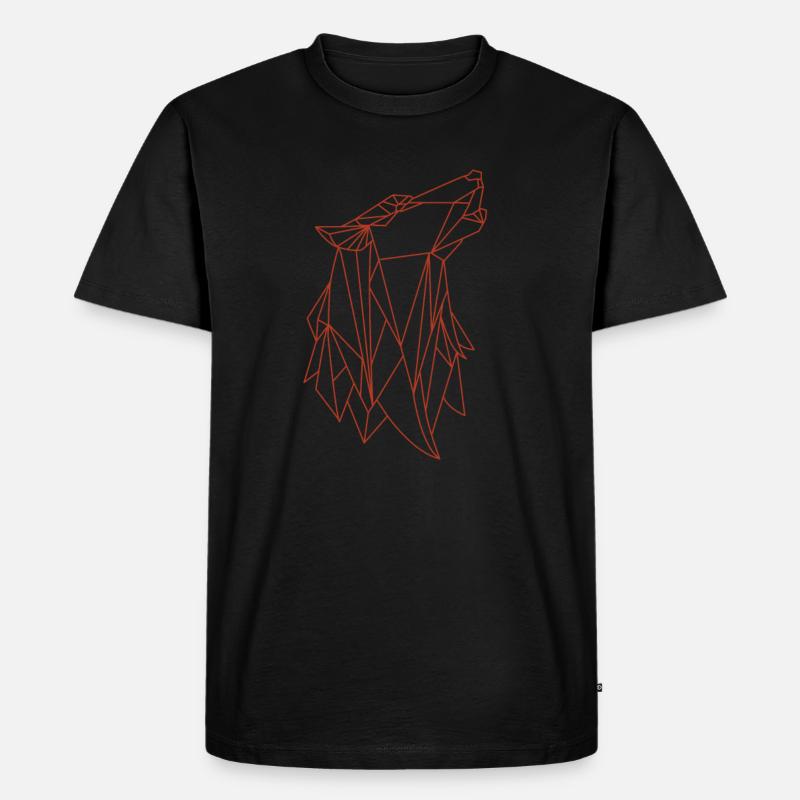 Wolf - Männer Premium Bio T-Shirt - Schwarz
