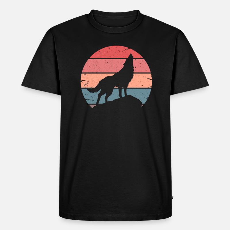 Wolf - Männer Premium Bio T-Shirt - Schwarz