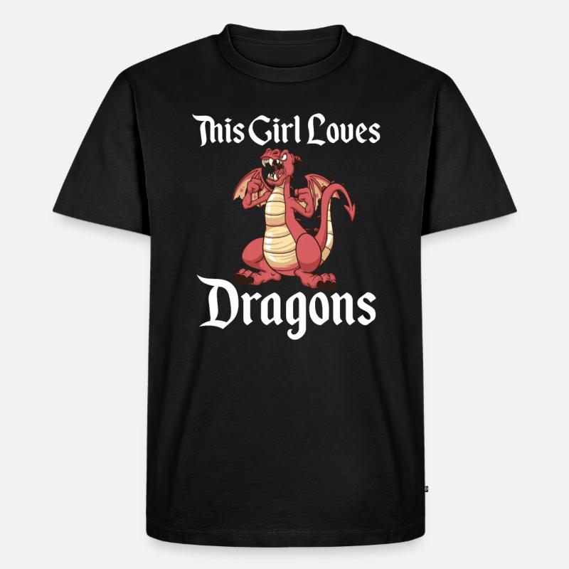Drache Drachen Dragon Mädchen Geschenk - Männer Premium Bio T-Shirt - Schwarz