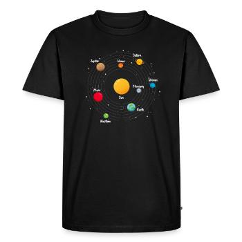 Planeten - Männer Premium Bio T-Shirt - Schwarz - Vorne - Nico (187cm)