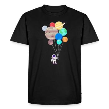 Astronaut planet universe space galaxy - Men's Premium Organic T-Shirt - black - Front - Nico (187cm)