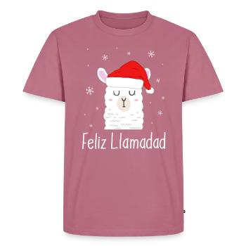 Feliz Navidad Lama Weihnachten - Männer Premium Bio T-Shirt - Mauve - Vorne - Nico (187cm)