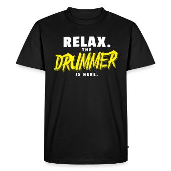 Détendez-vous le batteur est ici T-shirt batteur - T-shirt Premium bio Homme - noir - Devant - Nico (187cm)