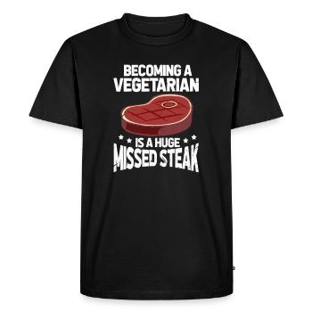 Mangeur de viande steak viande cadeau végétarien - T-shirt Premium bio Homme - noir - Devant - Nico (187cm)