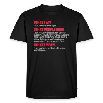 Développeur logiciel - T-shirt Premium bio Homme - noir - Devant - Nico (187cm)