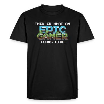 Spel spelare spelar datorspel gåva - Ekologisk premium-T-shirt herr - svart - Fram - Nico (187cm)