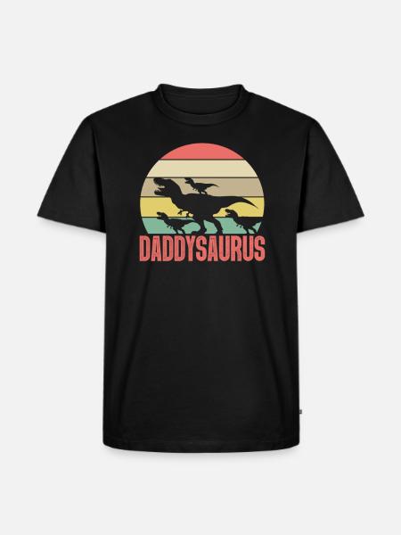 Dinosaur dino dad daddysaurus gift - Men's Premium Organic T-Shirt - black