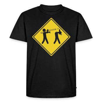 Triangle d’avertissement panneau d’avertissement Trombone joueur T-shirt - T-shirt Premium bio Homme - noir - Devant - Nico (187cm)