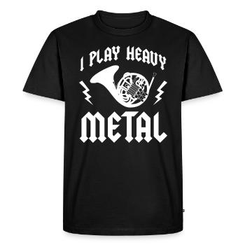 I Play Heavy Metal French Horn T-Shirt Hornist - T-shirt Premium bio Homme - noir - Devant - Nico (187cm)