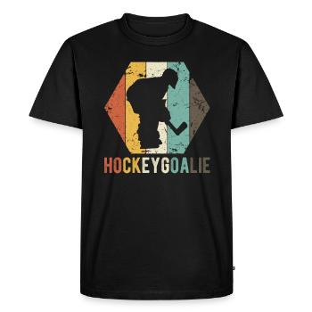 Gardien de but de hockey rétro Gardien de but de hockey - T-shirt Premium bio Homme - noir - Devant - Nico (187cm)