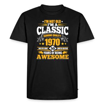 Classic 1970 - Men's Premium Organic T-Shirt - black - Front - Nico (187cm)