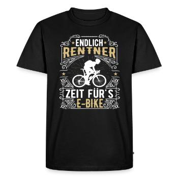 E-Bike Endlich Rentner Spruch - Männer Premium Bio T-Shirt - Schwarz - Vorne - Nico (187cm)