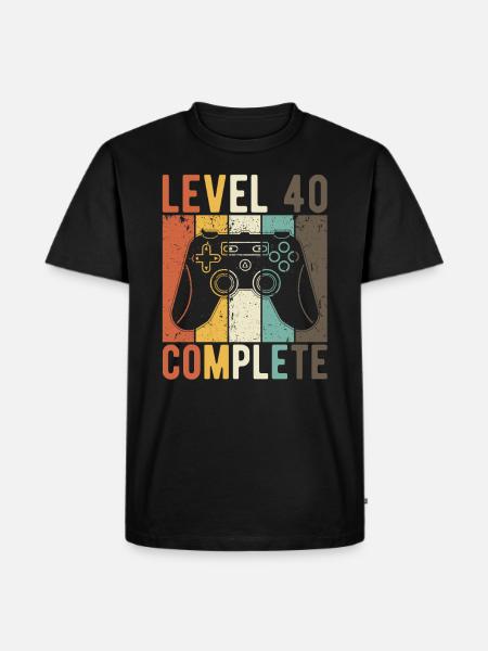 40. Geburtstag Retro Gamer Level 40 Complete - Ekologisk premium-T-shirt herr - svart