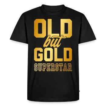 Old but gold superstar in gold letters - Men's Premium Organic T-Shirt - black - Front - Nico (187cm)