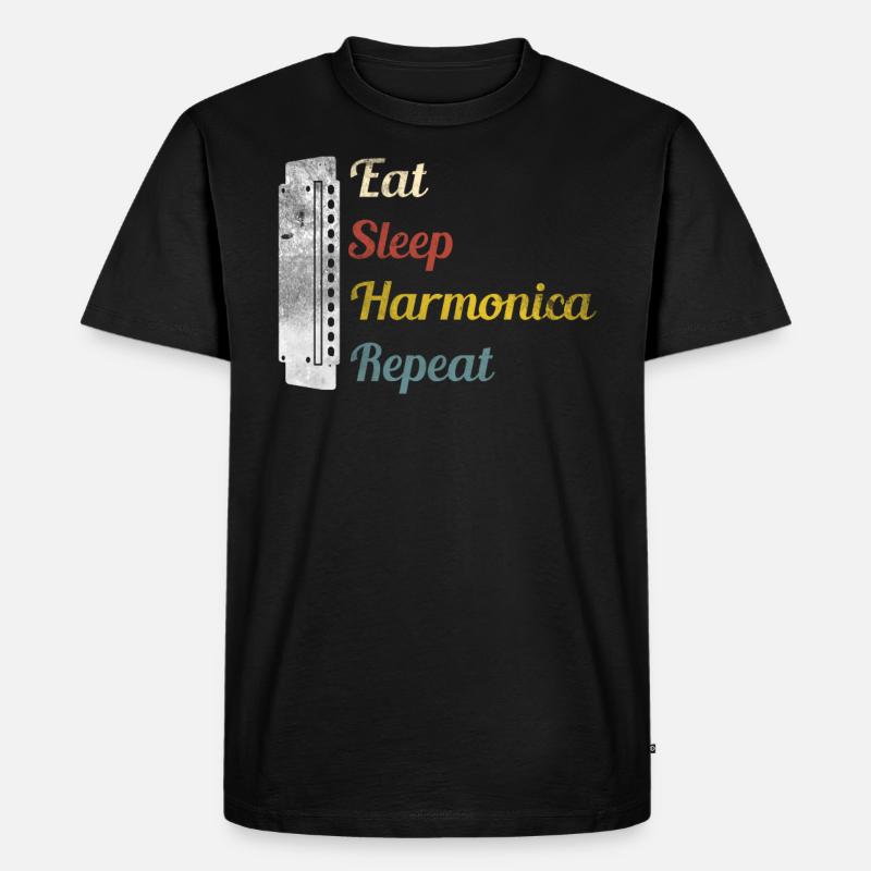 Eat Sleep Harmonica Repeat Mundharmonika - Männer Premium Bio T-Shirt - Schwarz
