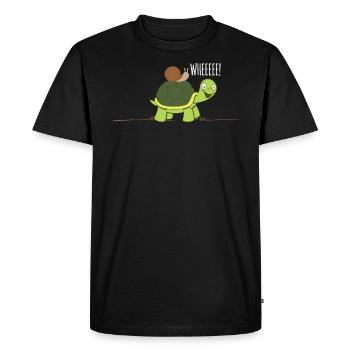 Tortue et escargot WHEEEE - T-shirt Premium bio Homme - noir - Devant - Nico (187cm)