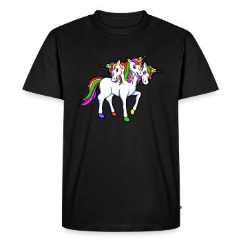 DREIHORN - UNICORN WITH 3 HEADS - Men's Premium Organic T-Shirt - black - Front - Nico (187cm)