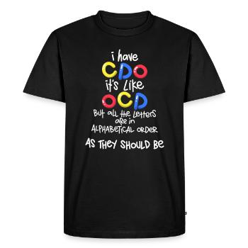 L'humour TOC a CDO comme TOC avec des lettres - T-shirt Premium bio Homme - noir - Devant - Nico (187cm)