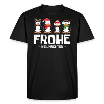 Frohe Weihnachten Pinguine 2020 T-Shirt - Männer Premium Bio T-Shirt - Schwarz - Vorne - Nico (187cm)