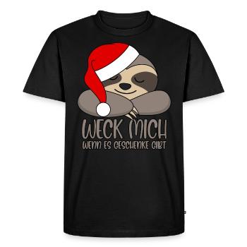 Paresseux Réveille-moi quand il y a des cadeaux - T-shirt Premium bio Homme - noir - Devant - Nico (187cm)