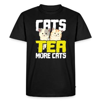 Cadeau d'amant de chat Cats Tea More Cats Tea Drinker Gift - T-shirt Premium bio Homme - noir - Devant - Nico (187cm)