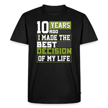 Cadeau 10e anniversaire il y a 10 ans, j'ai fait le meilleur - T-shirt Premium bio Homme - noir - Devant - Nico (187cm)