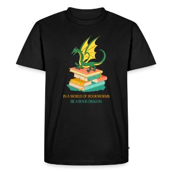 Cadeau de l’amateur de livres dans un monde de vers de livre Soyez un - T-shirt Premium bio Homme - noir - Devant - Nico (187cm)