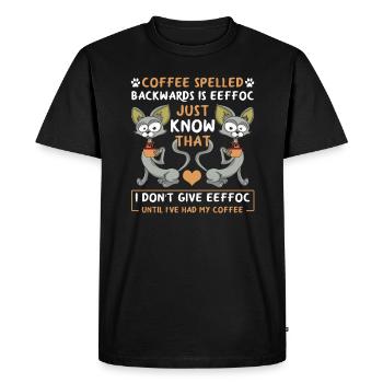Café cadeau amoureux des chats épelé à l'envers est EEFFOC - T-shirt Premium bio Homme - noir - Devant - Nico (187cm)