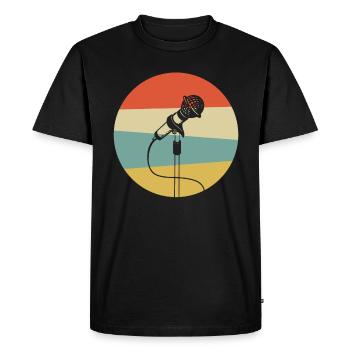 Vintage rétro micro karaoké T-shirt cadeau - T-shirt Premium bio Homme - noir - Devant - Nico (187cm)