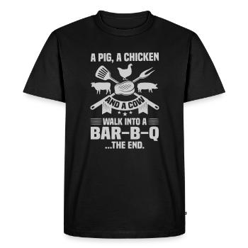 BBQ Humour Cadeau Porc Poulet Vache Wank dans bar B Q. - T-shirt Premium bio Homme - noir - Devant - Nico (187cm)