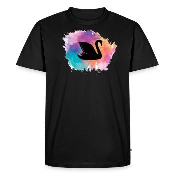 cygne oiseau oiseau d’eau cygne animaux étang étang - T-shirt Premium bio Homme - noir - Devant - Nico (187cm)