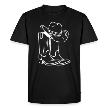 Cow-boy bottes cadeau de chemise - T-shirt Premium bio Homme - noir - Devant - Nico (187cm)