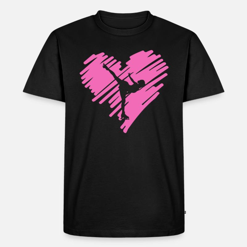 Herz Eiskunstlauf Geschenk - Männer Premium Bio T-Shirt - Schwarz