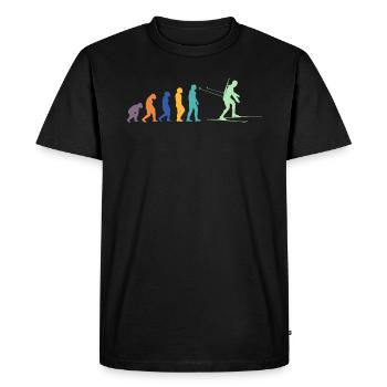 Vintage Retro Evolution Cross Country Biathlon - Men's Premium Organic T-Shirt - black - Front - Nico (187cm)