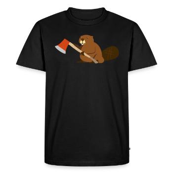 Forest Worker Bieber With Beil Gift Lumberjack - Men's Premium Organic T-Shirt - black - Front - Nico (187cm)