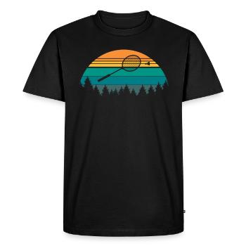 Vintage Retro Badminton Federball - Men's Premium Organic T-Shirt - black - Front - Nico (187cm)