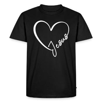 Jésus Amour Cœur Cadeau - T-shirt Premium bio Homme - noir - Devant - Nico (187cm)