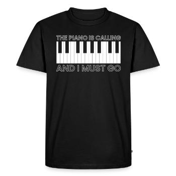 Le piano m’appelle et je dois y aller - T-shirt Premium bio Homme - noir - Devant - Nico (187cm)