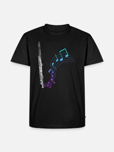 Querflöte Geschenk Musik Noten - Männer Premium Bio T-Shirt - Schwarz