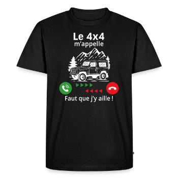 Le 4x4 m'appelle faut que j'y aille - T-shirt Premium bio Homme - noir - Devant - Nico (187cm)
