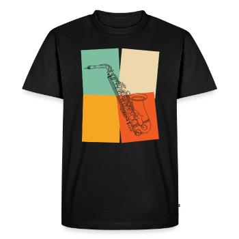 Vintage Retro Saxophone Professeur Cadeau - T-shirt Premium bio Homme - noir - Devant - Nico (187cm)