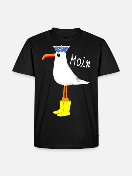 Moin Möwe Küste - Männer Premium Bio T-Shirt - Schwarz