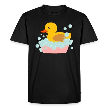 Canard de bain Cadeau Canard jaune en caoutchouc - T-shirt Premium bio Homme - noir - Devant - Nico (187cm)